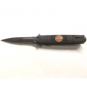 7 inch Lock Knive Action Tactical Rescue Knives P-528-FBK (Fire Fighter) FD (Black)