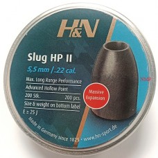 H&N Slug HP ll Pellet .22 5.51mm calibre .217 25gr Hunting Air Rifle Gun Pellets 200 tin